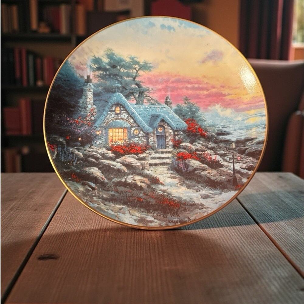 Thomas Kinkade Seaside Cottage Enchanted Cottages Collectors Plate 8”